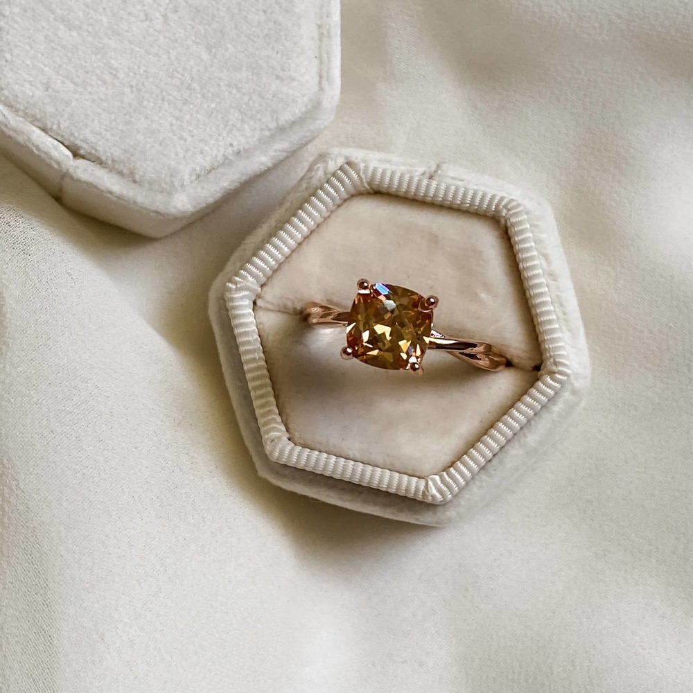 Rose Gold Morganite Cushion Cut Ring - Picture 5 of 10